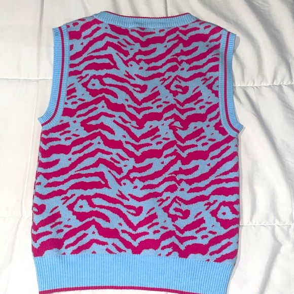Circus Ivy Dusk Blue and Pink Zebra print sweater vest. - Picture 3 of 4